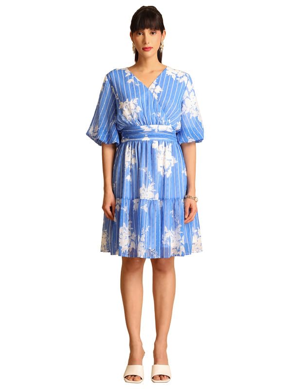 Kazo Blossom Mini Dress Blue