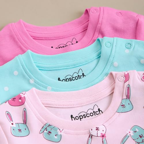 Hopscotch Baby Girls Animal Print Short Sleeves Multicolor Tees For Ages (6-9 Months)