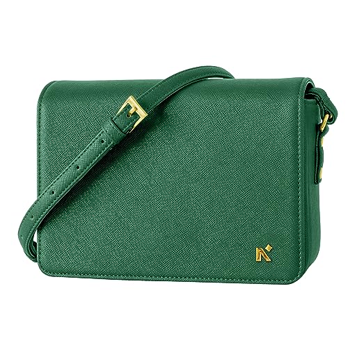 NEORAH - Ladies Box Sling Bag ELEANOR+Magnetic Closure+Spacious Main Compartment+Adjustable Strap|Hand Crafted Vegan Leather|Crossbody For Women|Multipurpose Everyday Shoulder Bag Purse – DARK GREEN
