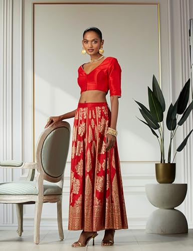 BIBA Women Printed Mix and Match(Skirt CO19862_RED_L)