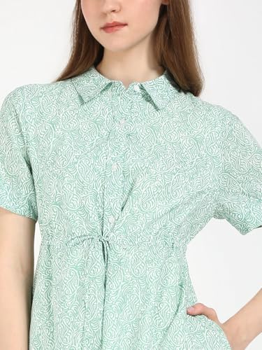 Cotton Spread Collar A-Line Dress