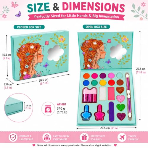Savoryhive Kids Makeup Kit for Girl, Washable Makeup Set for Girls, Makeup Set for Kids, Girl Toys Children Play Makeup Kit with Folding Case Birthday Gifts for Girls Age 4 5 6 7 8 Year Old