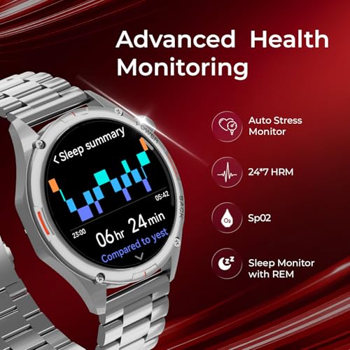 Fastrack Marvellous FX1 1.43" AMOLED Smart Watch with SpO2 Monitoring, Sleep & Mood Tracking, Bluetooth Calling, AI Voice Assistant, Alloy Case – Smartwatch for Men & Women (Black)