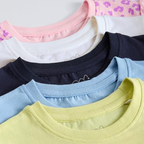 Hopscotch Girls Short Sleeves Multi 5-Pack Text Cotton T-Shirts for Ages (3-4 Years)