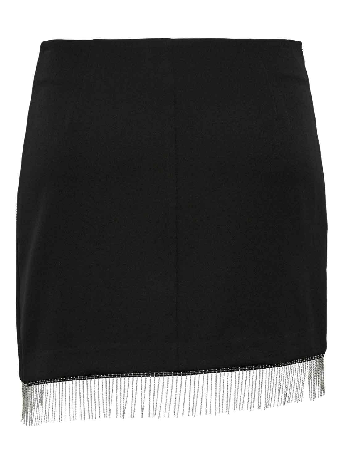 ONLY Women Solid Polyester Blend Tailored Fit High Rise Above Knee Black Straight Skirt