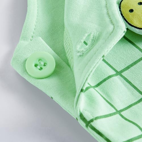 Hopscotch Girls Full Sleeves Green 2-Pc Turtle Applique Cotton Dungaree Set For Ages (9-12 Months)