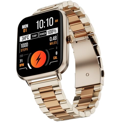 Fire-Boltt Ninja Blaze Smart Watch, Stainless Steel Strap & Steel Body, 1.83” Display Bluetooth Calling Built-in Mic & Speaker, 120+ Sports Modes, Smartwatch for Man and Woman Rose Quartz