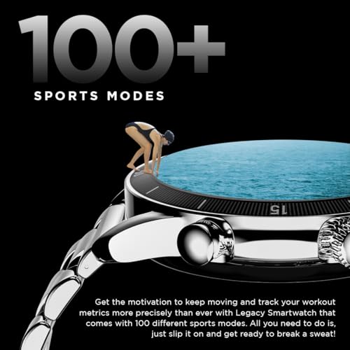 Fire-Boltt Legacy Luxury Round Smart Watch 1.43″ Super AMOLED, Bluetooth Calling, Wireless Charging, Voice Assistant, SPO₂ & Heart Rate Monitor, 110+ Sports Modes, Smart Watch for Men & Women - Black