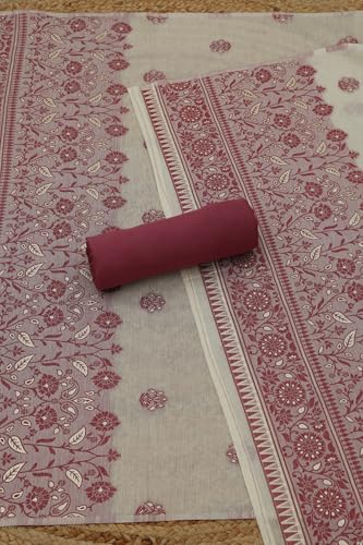 Soch Womens Maroon Chanderi Woven Design Dress Material