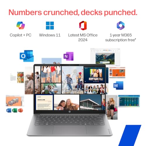 HP Omnibook 3, Snapdragon X Processor 45 TOPS (16GB LPDDR5x,512GB SSD) 2K WUXGA, Anti-Glare, 14''/35.6cm, Win 11, M365*Office 24,Silver,1.42kg, hz0026QU, Lighter mini Charger, FHD IR Camera, AI Laptop
