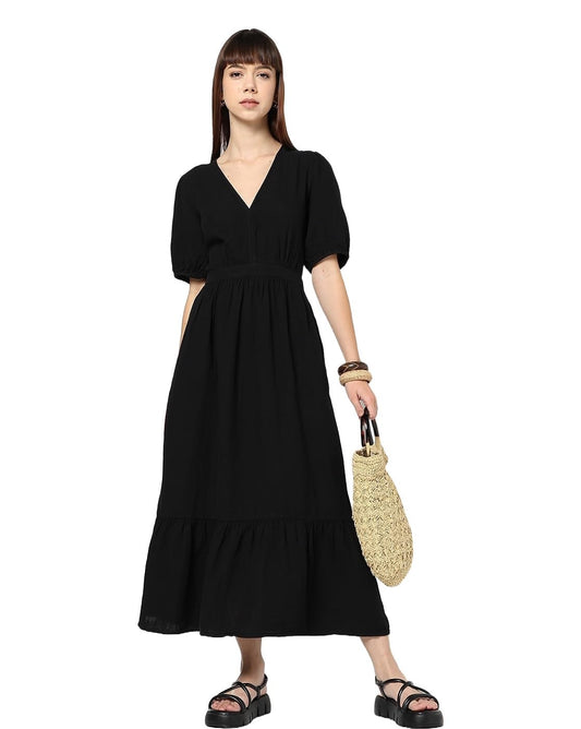 GAP Women's Cotton Classic Maxi Casual Dress (442711429_Black