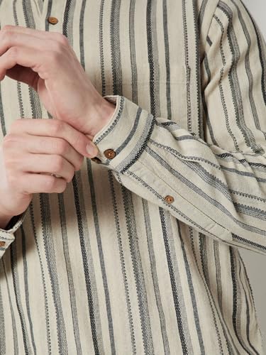 Max Men Striped Slim Fit Short Kurta (Blue_S)