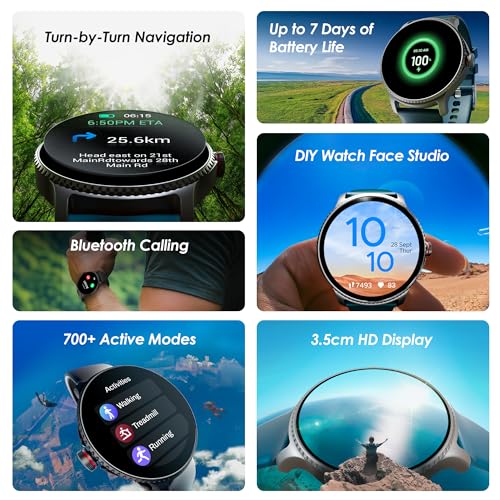 boAt Newly Launched Lunar Discovery w/ 1.39" (3.5 cm) HD Display, Turn-by-Turn Navigation, DIY Watch Face Studio, Bluetooth Calling, Emergency SOS, QR Tray, Smart Watch for Men & Women(Active Blue)