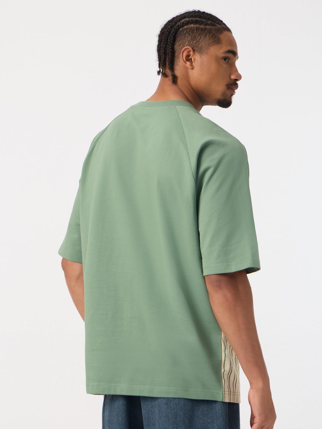 The Souled Store Oversized T-Shirt: Meadow Men and Boys Short Sleeves Round Neck Colourblock Casual Lightweight Streetwear Cotton Super Oversized T-Shirts