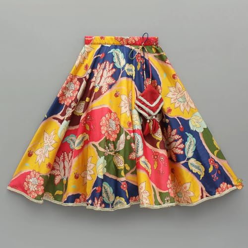 SHV DESIGNER Traditional Girls Floral Print Lehenga Choli Set | Multicolor Rayon Slub Ethnic Wear for Kids Baby-2005 Multicolor-3-4 Y