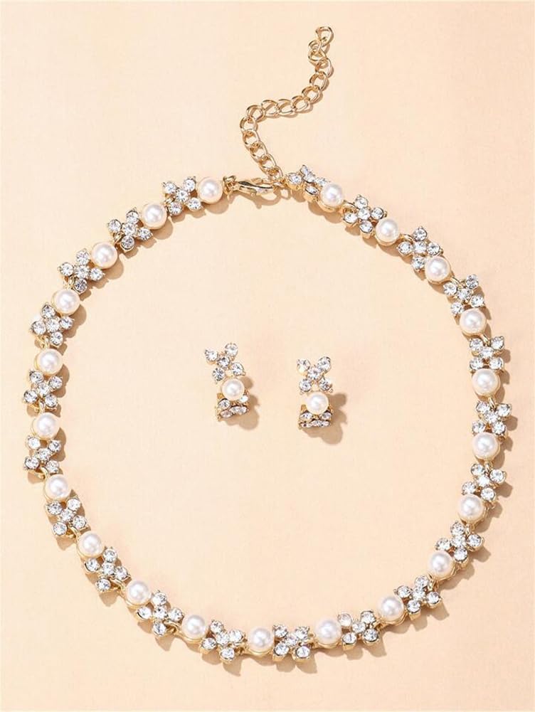 Shining Diva Fashion Necklace Jewellery Set for Women Latest Stylish Design Fancy Pearl Choker (15219s)