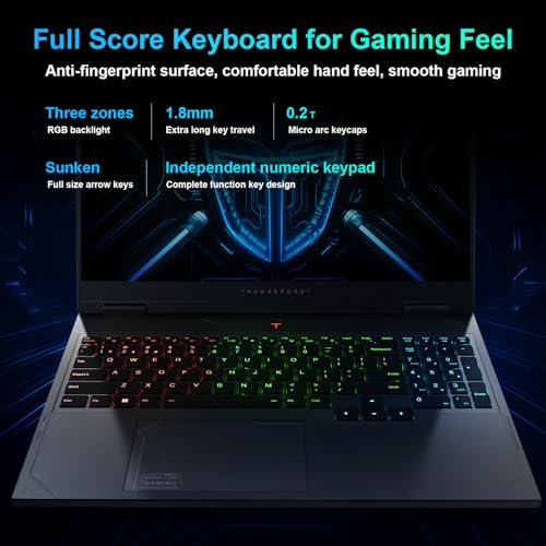 Thunderobot Radiant 16 i9 5070Ti 2.5K 300Hz Gaming Laptop, NVIDIA GeForce RTX 5070 Ti, Core i9-13900HX, 16" QHD+ 300Hz Display, 16GB DDR5, 1TB SSD, RGB Backlit KB, Wi-Fi 6, Win 11 Home, Black