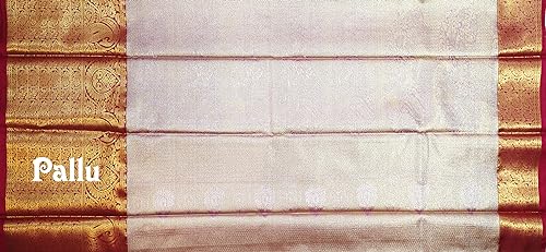 VFCollections Women's Traditional Handloom Kanchipuram Silk Pure Pattu Sarees | Rich Zari Woven Design | Unstitched Blouse (VFC214-3)