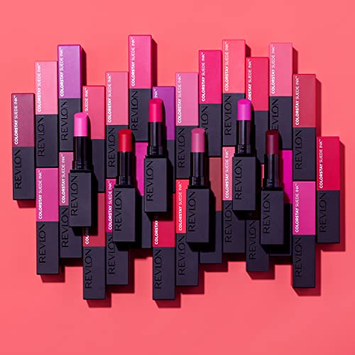 Revlon Lipstick, ColorStay Suede Ink, Built-in Primer, Infused with Vitamin E, Waterproof, Smudge-proof, Matte Color, 004 Pure Talent, 2.55 g