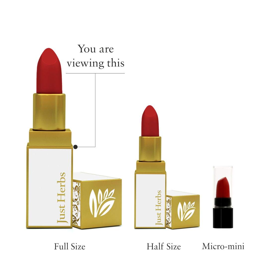 Just Herbs Natural & Organic Herb Enriched Ayurvedic Creamy Matte Lipstick For Dry & Chapped Lips- Paraben & Chemical Free Lipstick (Pink, Shade no. 1)