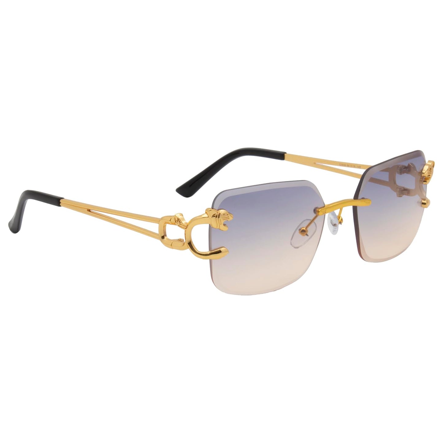 Ted Smith Men's Women's UV Protection Blue Yellow Lens Gold Square Sunglasses