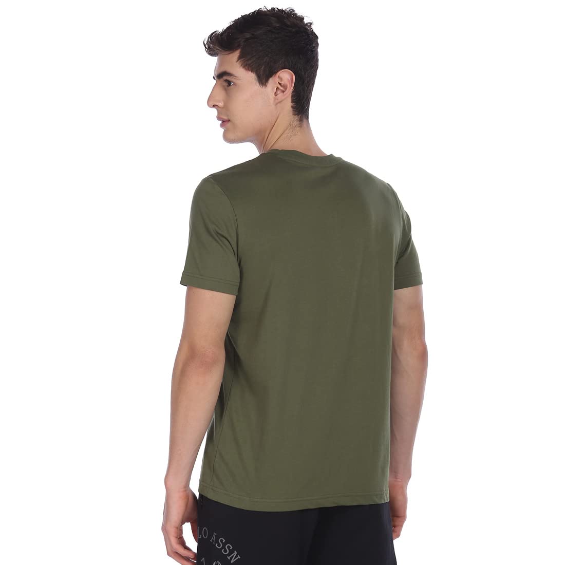 U.S. POLO ASSN. Men Comfort Fit Solid Cotton I643 Regular Fit T-Shirt - Pack Of 1 (Olive L)