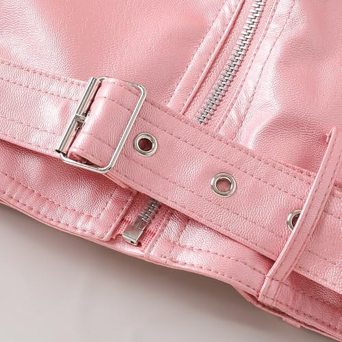 Hopscotch Girls Pink Full Sleeves Moto Biker Zip-Up Jacket For Age (6-7 Years)