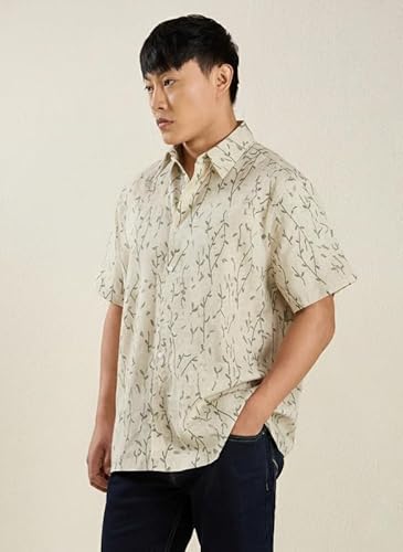 MARK & ALBERT Mens Half Sleeves Linen Shirt | Stylish Casual Shirt for Men