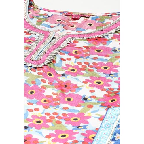 BIBA Printed Viscose Straight Fit Girls Kurta Salwar Dupatta Set (PINK, 4-5Y)