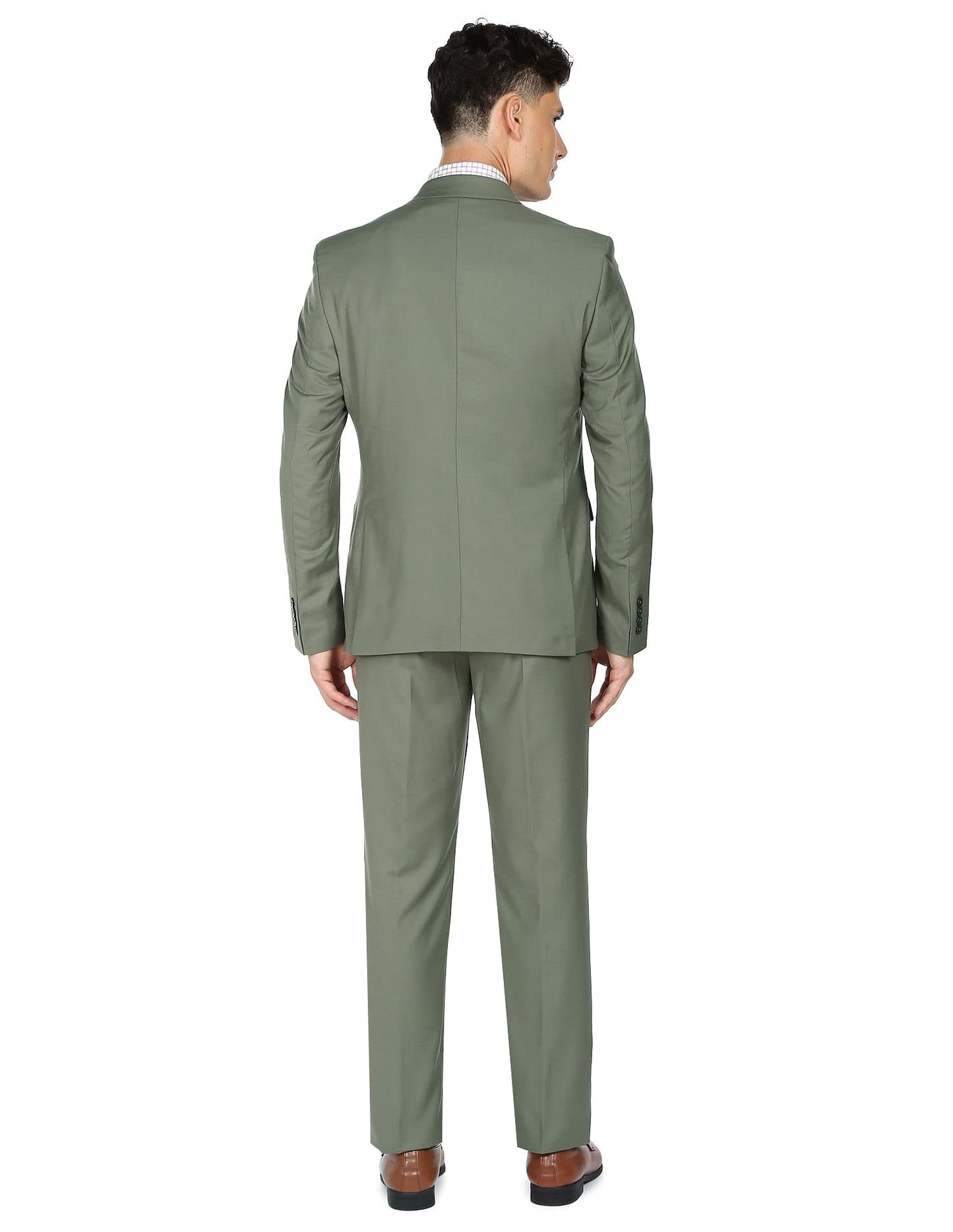 Arrow Men Green Tailored Regular Fit Three Piece Suit