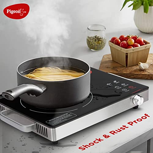 Pigeon Radiant Infrared Cooktop 2000 Watt, Compatable for all cooking utensils, Black, Medium