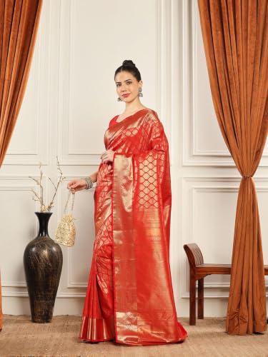 Meena Bazaar Art Silk Saree For Women |RED Colour