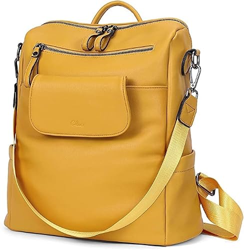 TrueArch Premium Leatherate Drycoat Convertible Backpack Handbag Sling Bags for Womens Bags (Yellow)