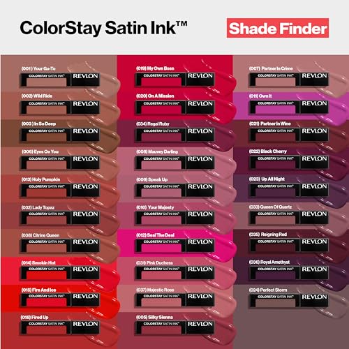 REVLON ColorStay Satin Ink Crown Jewels Liquid Lipstick, Longlasting & Waterproof Lipcolor, Moisturizing Creamy Formula Infused with Black Currant Seed Oil, 036 Royal Amethyst, 0.17 fl oz.