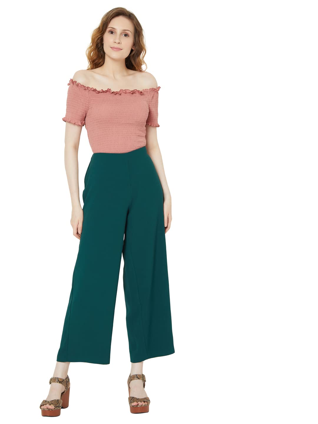 VERO MODA Women's Regular Pants (255486302-Ponderosa Pine_Ponderosa L)