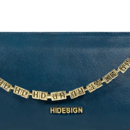 Hidesign Women's Wristlet Midnight Blue Medium Genuine Leather Minimal Zipper Solid