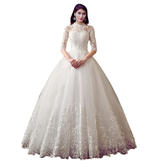 GOWNLINK Christian and Catholic Bridal High Neck Wedding Gown GLTD39B India White (Small)
