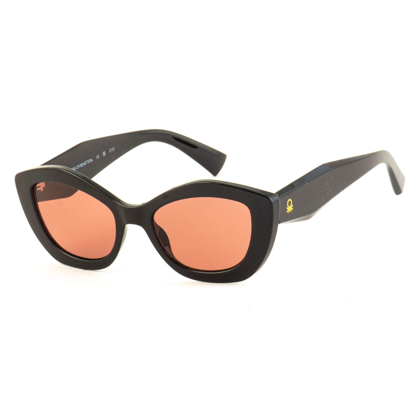 UNITED COLORS OF BENETTON orange lens cateye sunglass full rim black frame