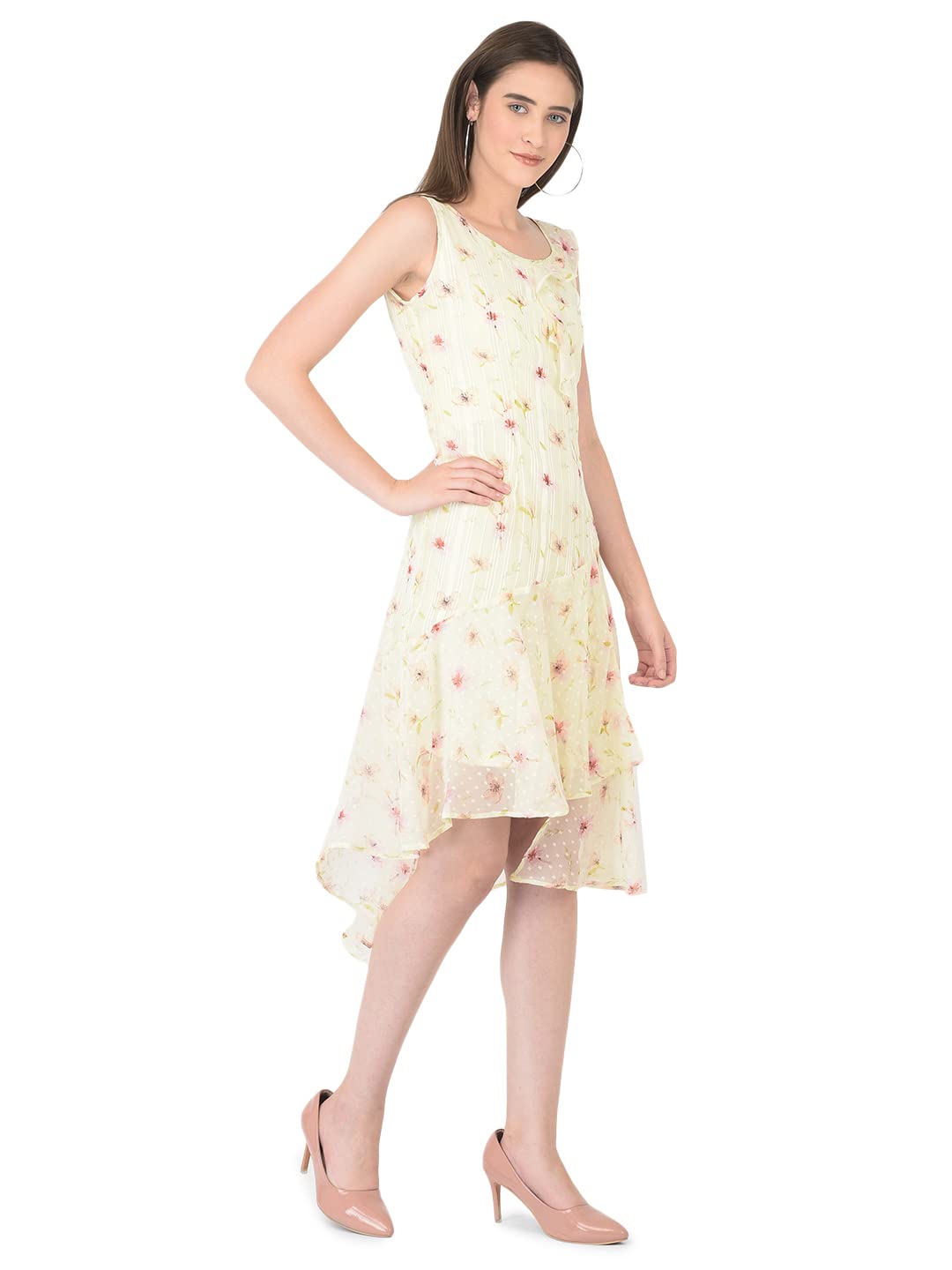 Latin Quarters® Yellow Sleeveless Printed Dress