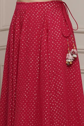 Biba Women's Polyester Lehenga Set (SKDFUSN30840AW25FUS_Fuchsia_38)