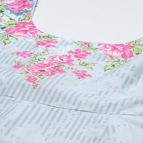 BIBA Women's Powder Blue Cotton Anarkali Kurta Churidar Suit Set_40