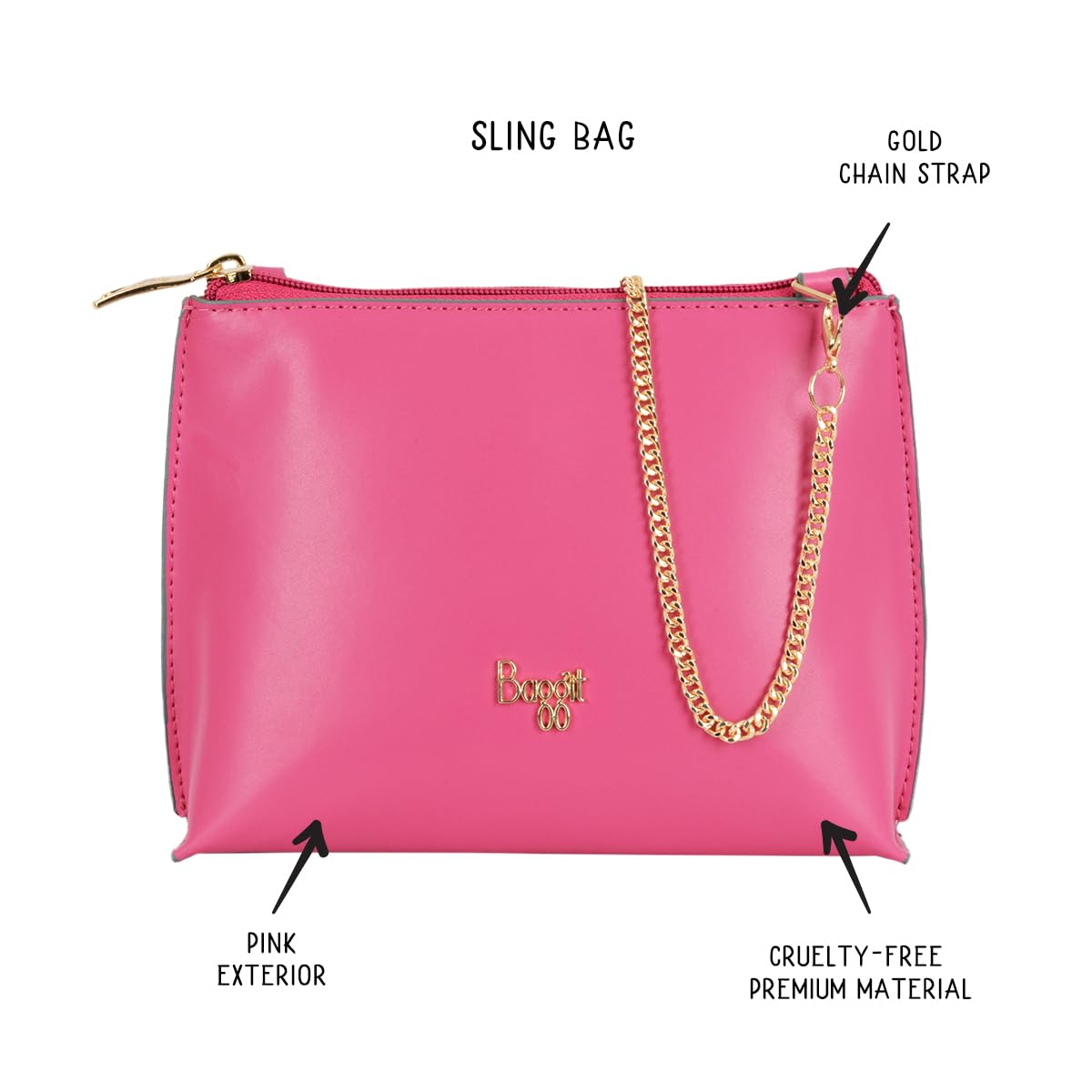 Baggit Women Pink Xxxs Size Hobo Sling Bag | Ladies Stylish Casual Cross Body Purse Handbag