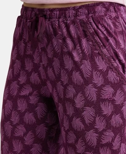 Jockey Women's Straight Fit Pants (RX09_Purple Wine-Color and Print May Vary_Large)