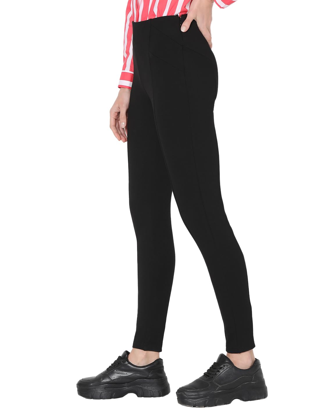 VERO MODA Women's Skinny Fit High-Rise Black Jeggings