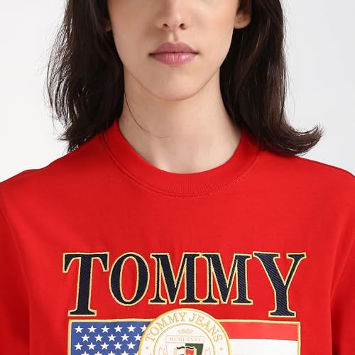 Tommy Hilfiger Women Red Printed Cotton Short Sleeve T-Shirt