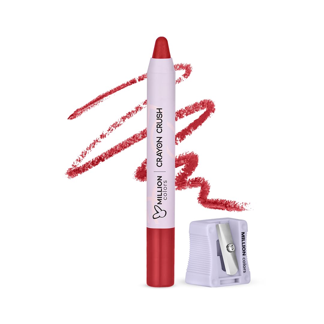 Million Colors Lip Crayon Lipstick | 8H Long-Lasting Matte | Hydrating & Lightweight | Highly Pigmented | Smudge-Proof & Transfer-Proof | Hyaluronic Acid & Shea Butter (Fierce 02, 3g)