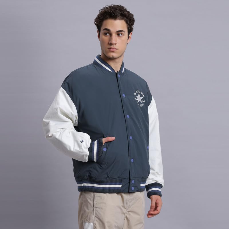 Converse Men Navy Varsity Graphic Bomber Jacket