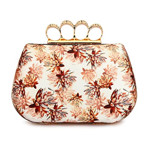 TOOBA Handicraft Hand Beautiful Bling Box Clutch Bag 4 Ring Purse for Bridal, Casual, Wedding Bag for Women & Girls Bag for Women