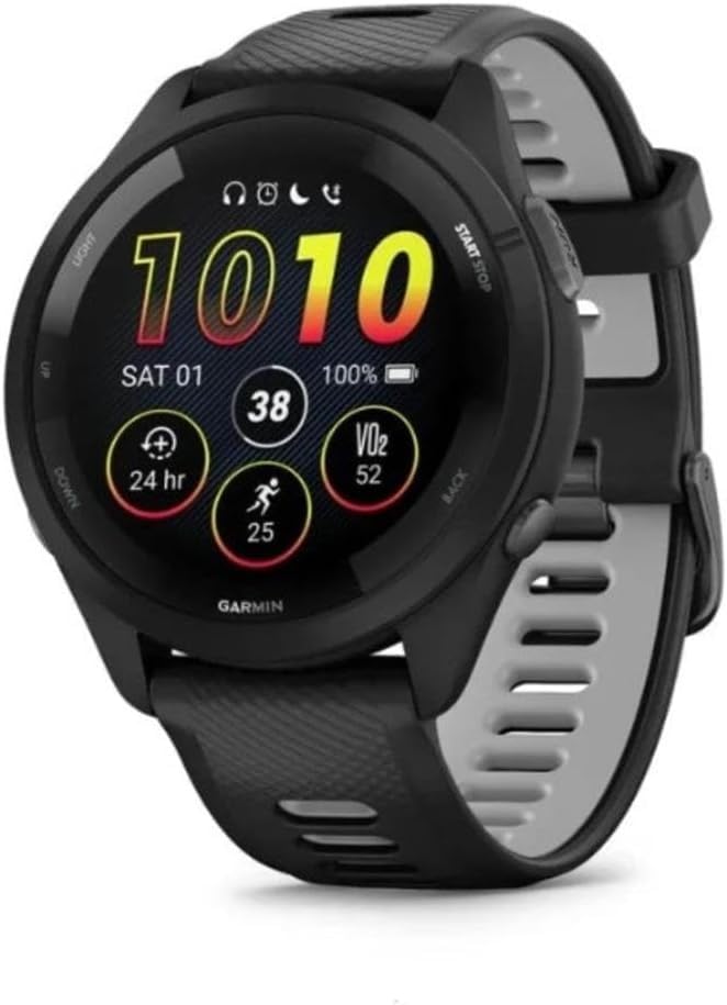 Garmin Forerunner 265 Running Smartwatch - Black and Powder Gray