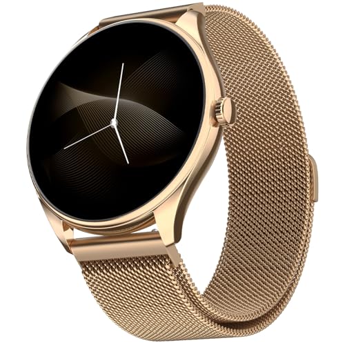 Noise Twist 2 Smart Watch with 1.43” AMOLED Screen, AI Search & Voice Assistant, Bluetooth Calling, Stainless Steel Back, 7-Day Battery, 100+ Watch Faces, Health Suite, IP68 (Gold Link)